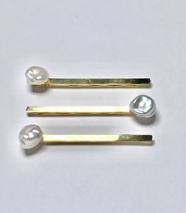 Dama B 18k Gold Freshwater Pearl Hair Pins 3 Pack